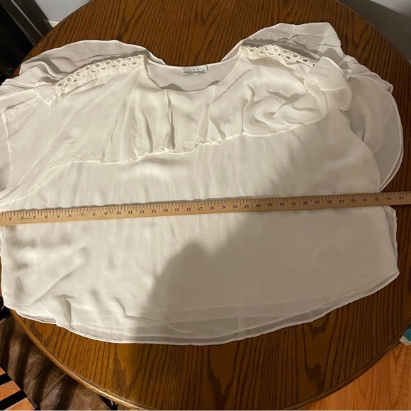 IRO Graham Top Size 38 US Medium White Draped Layered Cap Sleeve Dolman Lattice - Picture 9 of 9